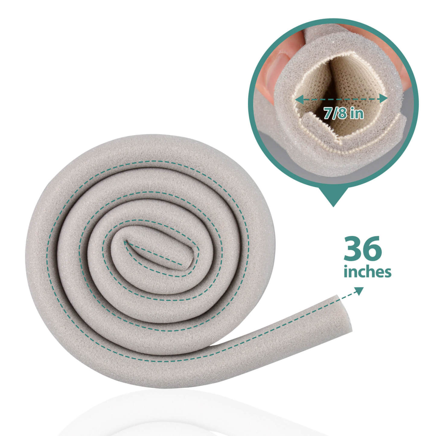 36" Foam Toe Sleeve with Overlap, Grey