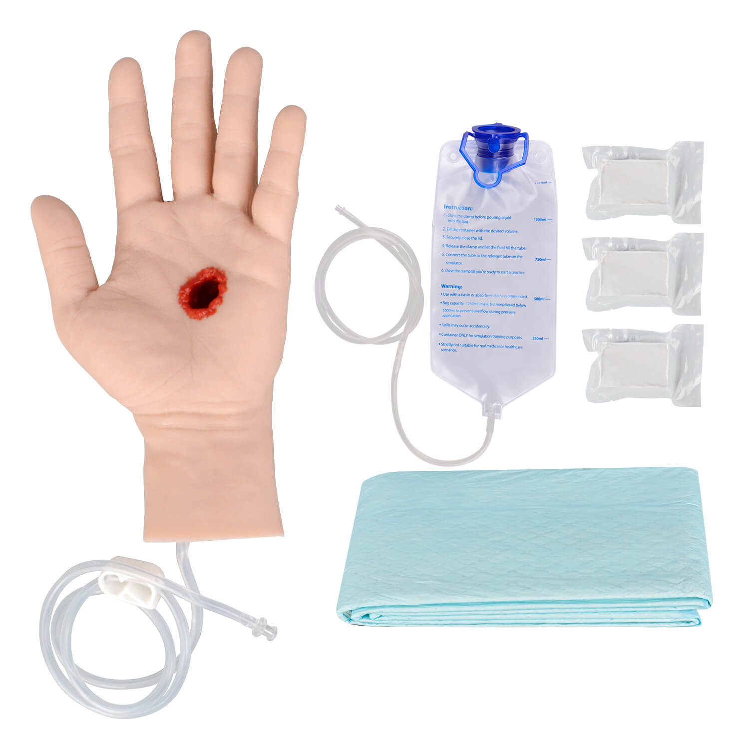 GSW Hand Wound Packing Trainer Kit with Bleeding Simulation