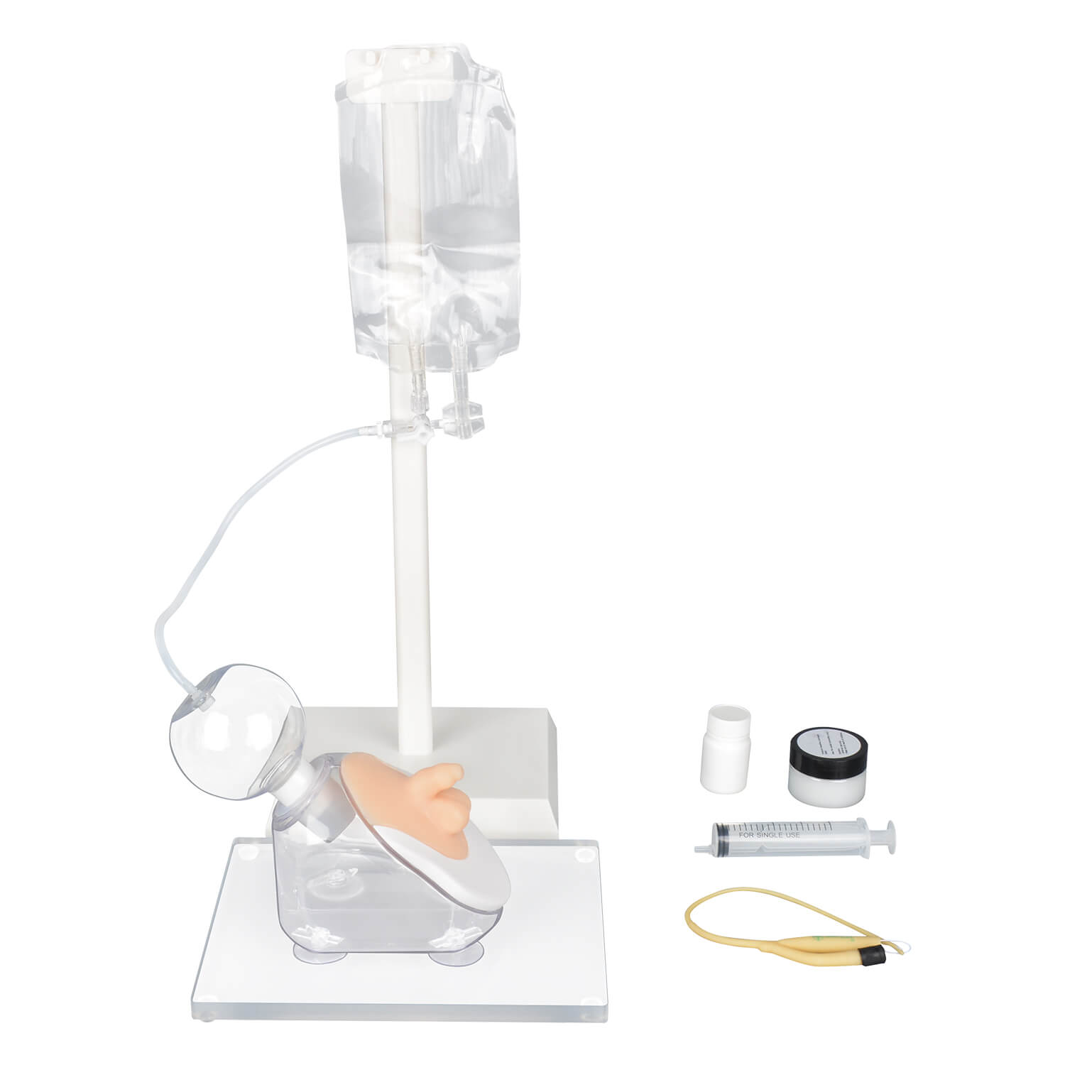 Infant male urinary catheterization model with fluid supply system