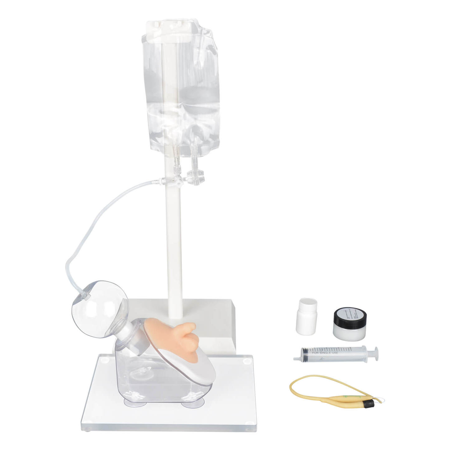 Infant male urinary catheterization model with fluid supply system