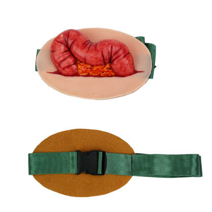 Wearable Abdominal Evisceration Wound with Protruding Intestines and Fat Tissue