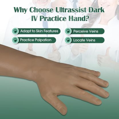Ultrassist Dark Skin Left IV Training Arm Kit for Phlebotomy & Nursing Practice