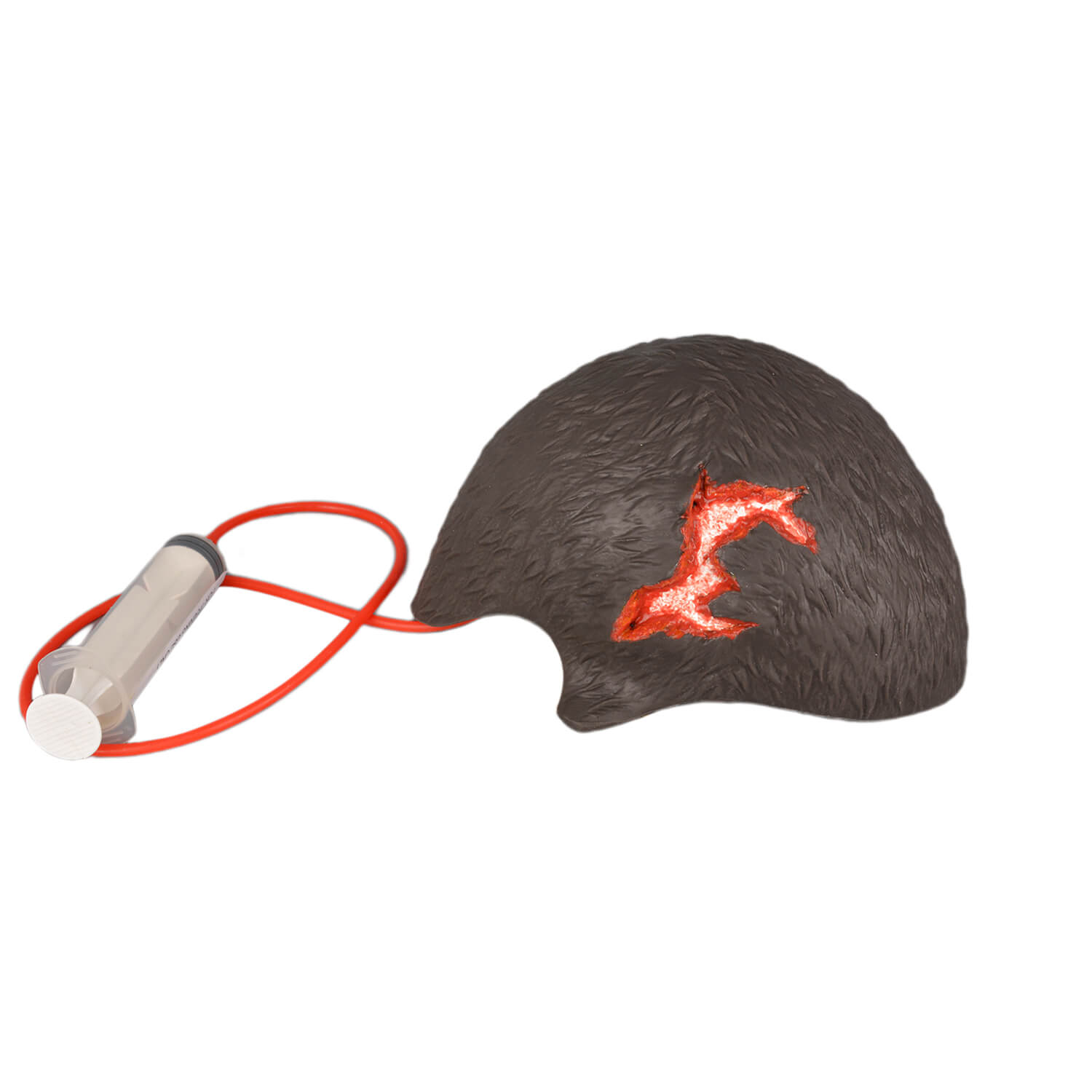 Wearable Open Scalp Wound Moulage with Bleeding Simulation
