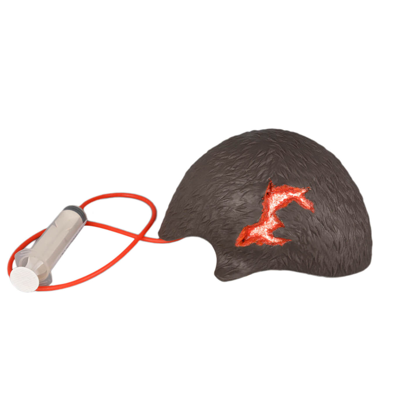 Wearable Open Scalp Wound Moulage with Bleeding Simulation