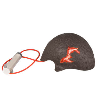 Wearable Open Scalp Wound Moulage with Bleeding Simulation