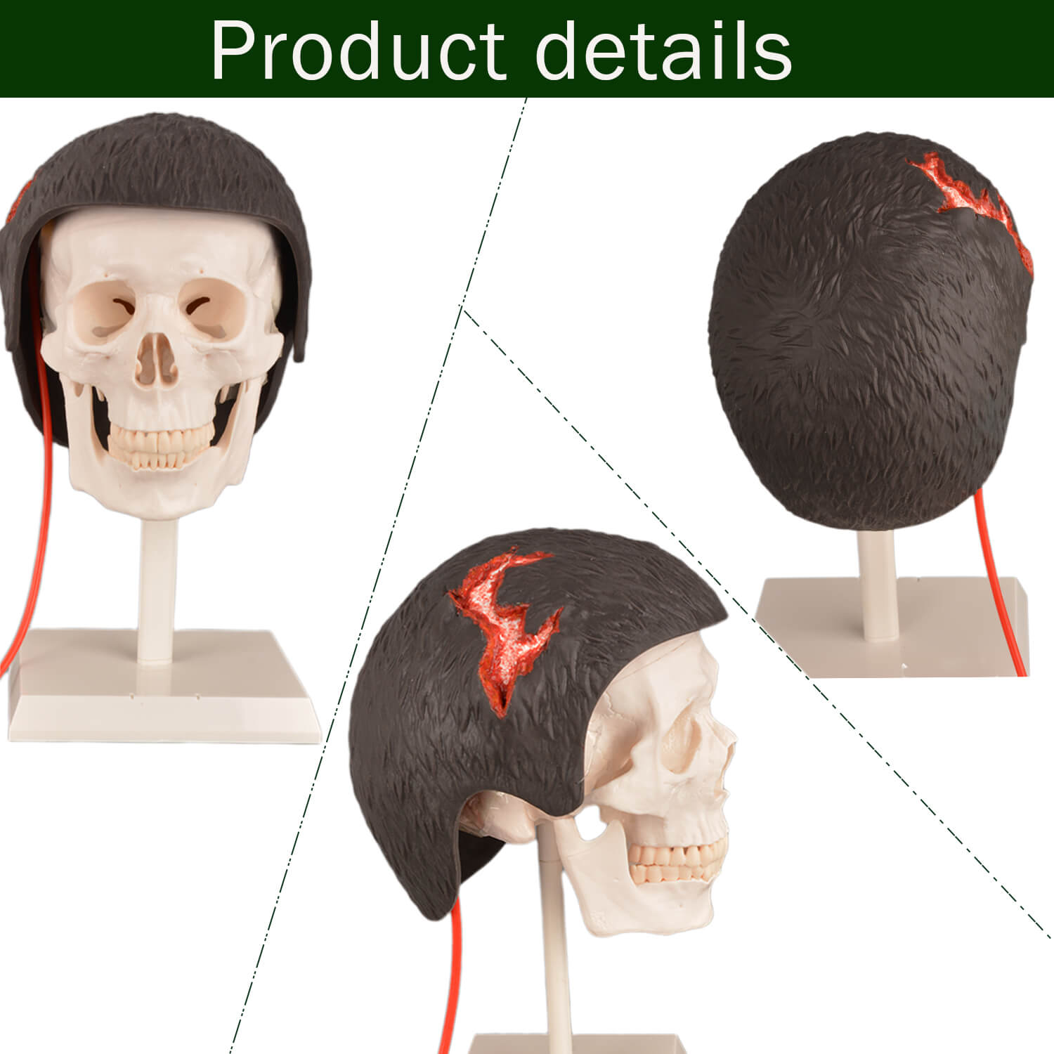 Wearable Head Scalp Wound Moulage with Realistic Details