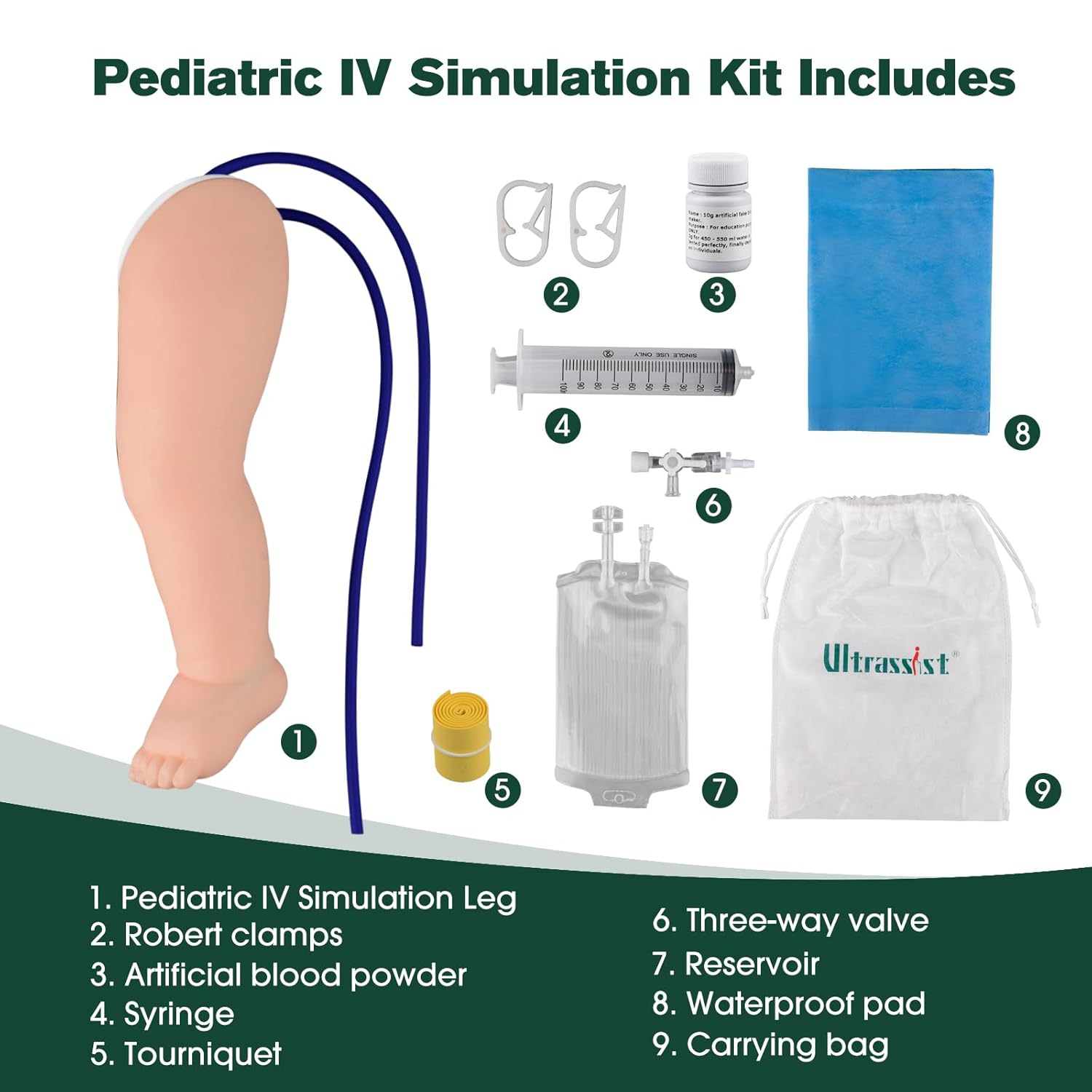 Ultrassist Pediatric IV Practice Simulation Leg Kit for Nurses