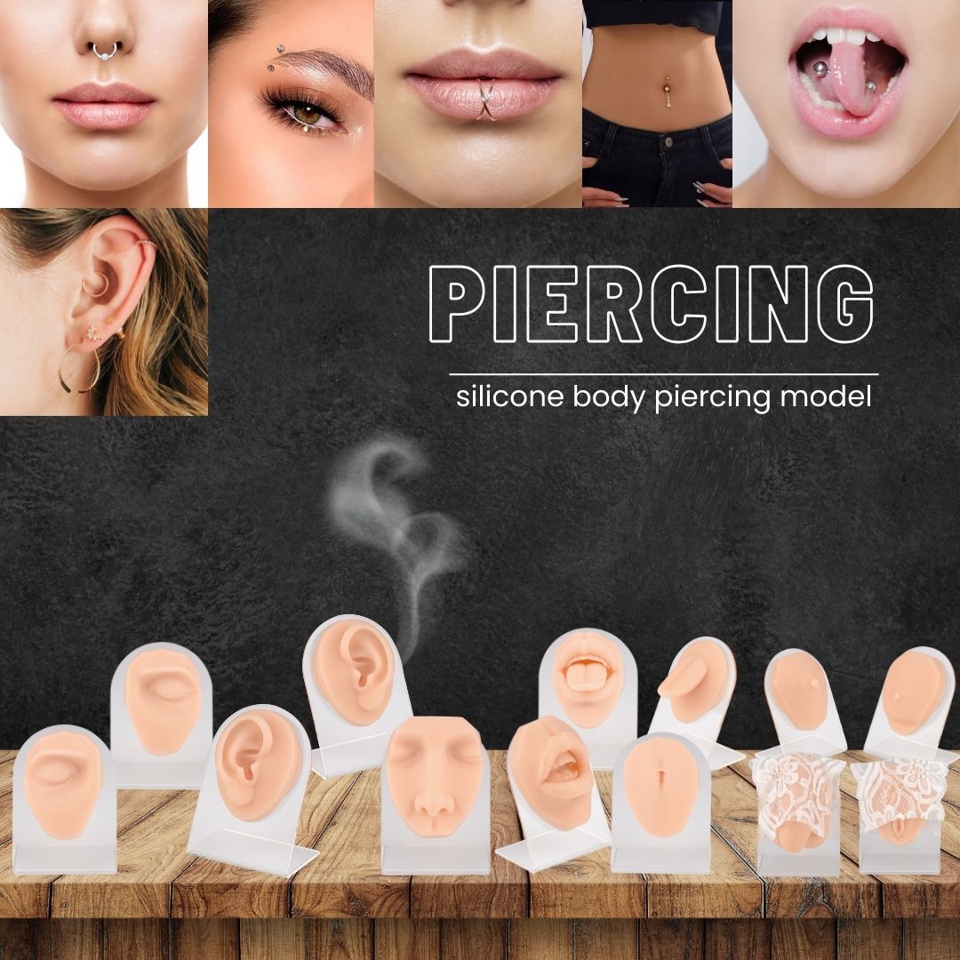 13 Pcs Silicone Piercing Practice Body Parts Model