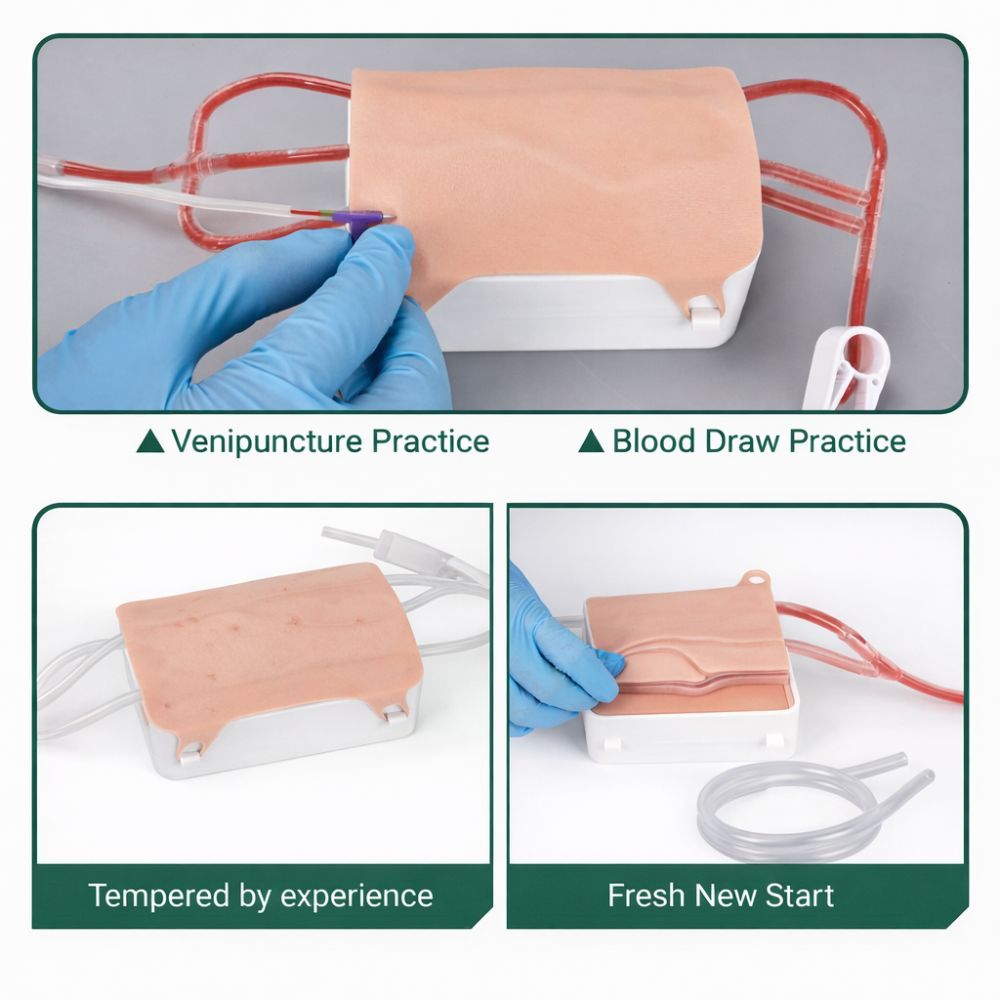 Portable Phlebotomy Practice Kit with Replaceable Skin & Vein