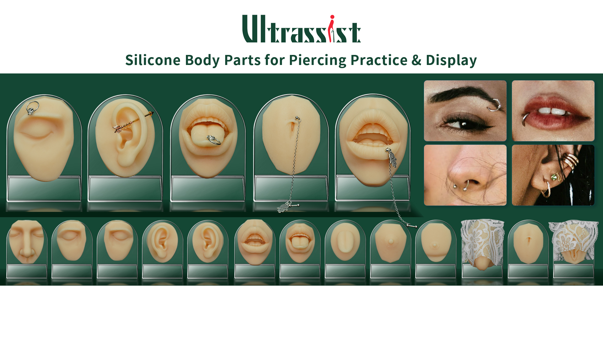 13-in-1 Silicone Piercing Practice Kit - Body Parts Model Set – Ultrassist
