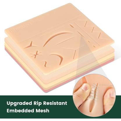 Complete Suture Practice Kit with Simulated Wounds Skin Pad, Self-Made Incision Buried Knot Training Pad, Instruments, Thread & Needles, for Nursing & Vet Students Camp Edu & Demo Only
