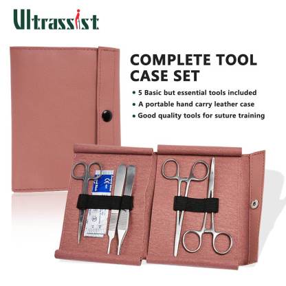 Complete Suture Practice Kit with Simulated Wounds Skin Pad, Self-Made Incision Buried Knot Training Pad, Instruments, Thread & Needles, for Nursing & Vet Students Camp Edu & Demo Only