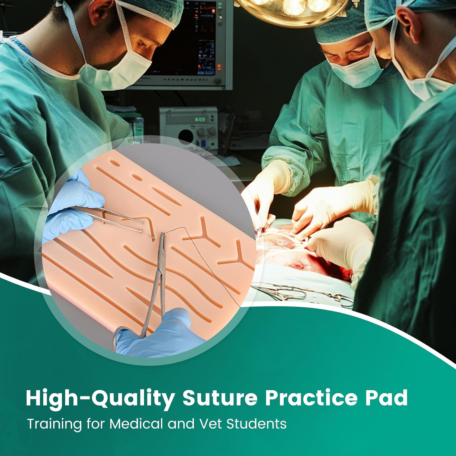 3-Layer Surgical Suture Training Pad with Pre-Cut Wounds