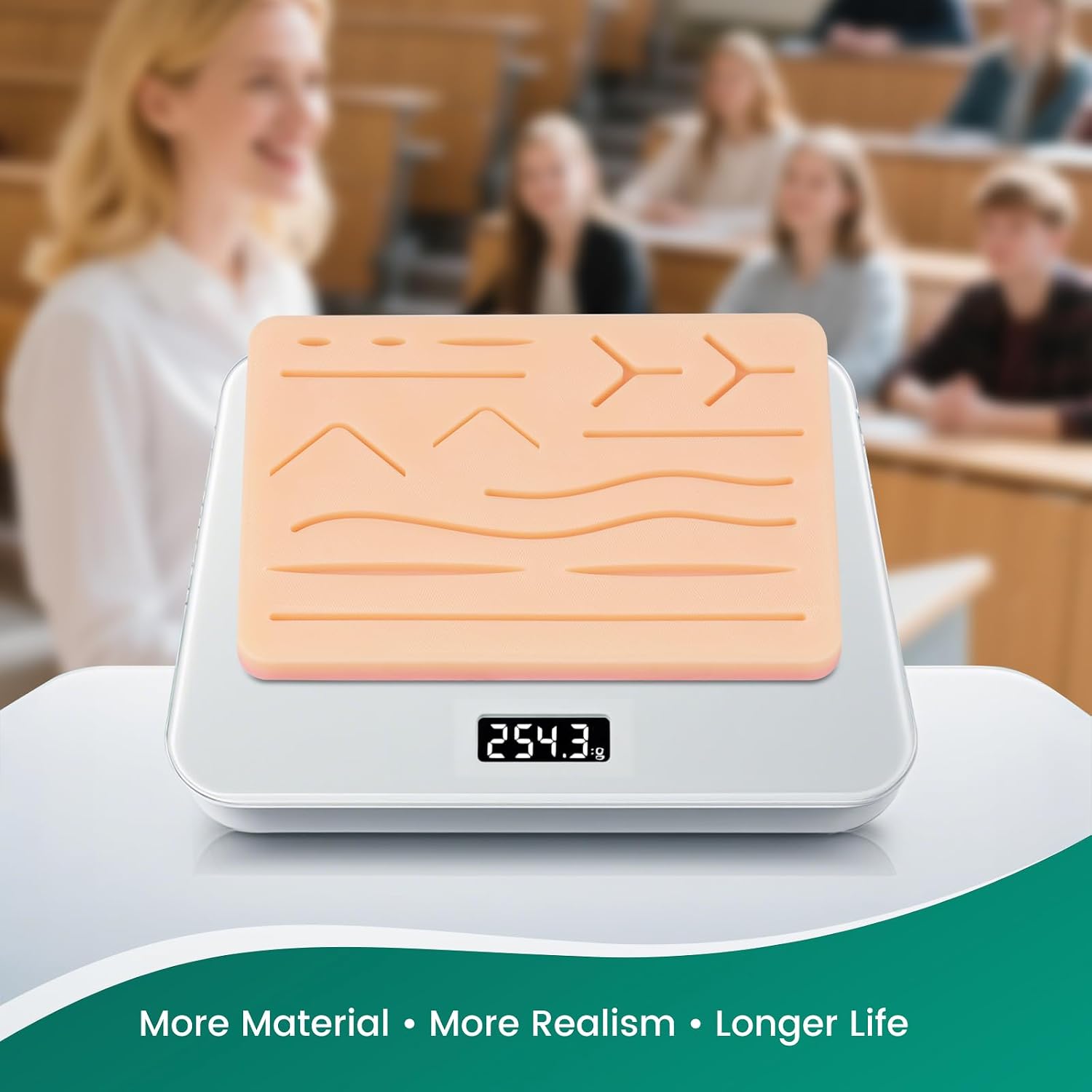 3-Layer Surgical Suture Training Pad with Pre-Cut Wounds