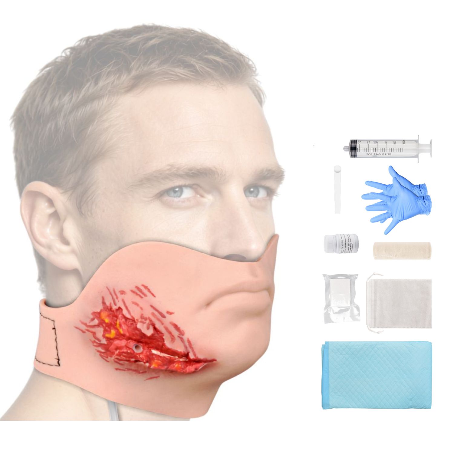 Wearable Lower Face Laceration Trauma Training Kit