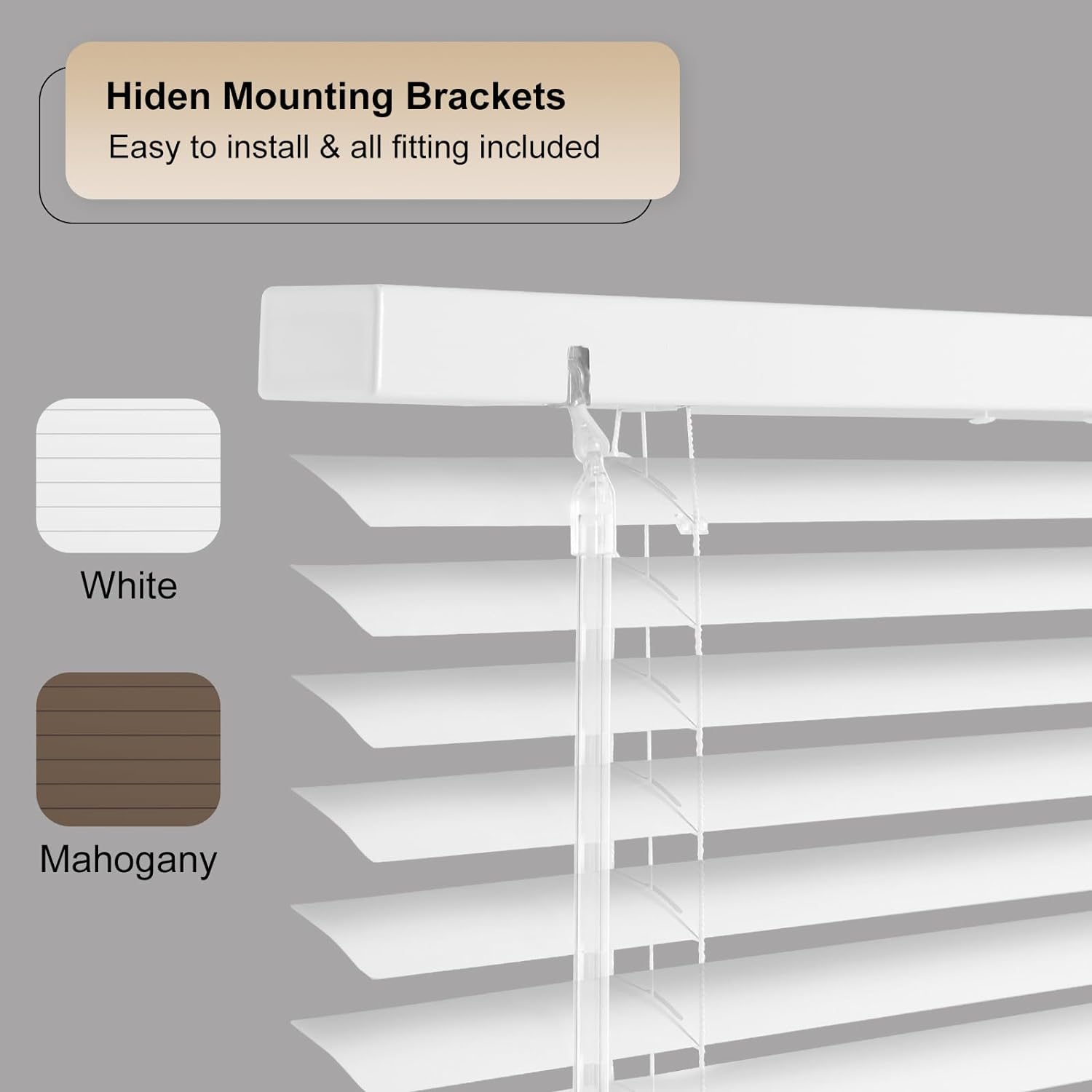 SEEYE Cordless Mini Blinds Aluminum Venetian Blind Horizontal Window Shades, 1" Slat Size - Rooming Darkening Blinds Anti-UV & Waterproof for Bedroom, Office, Easy to Install, 38" W x 64" H, White