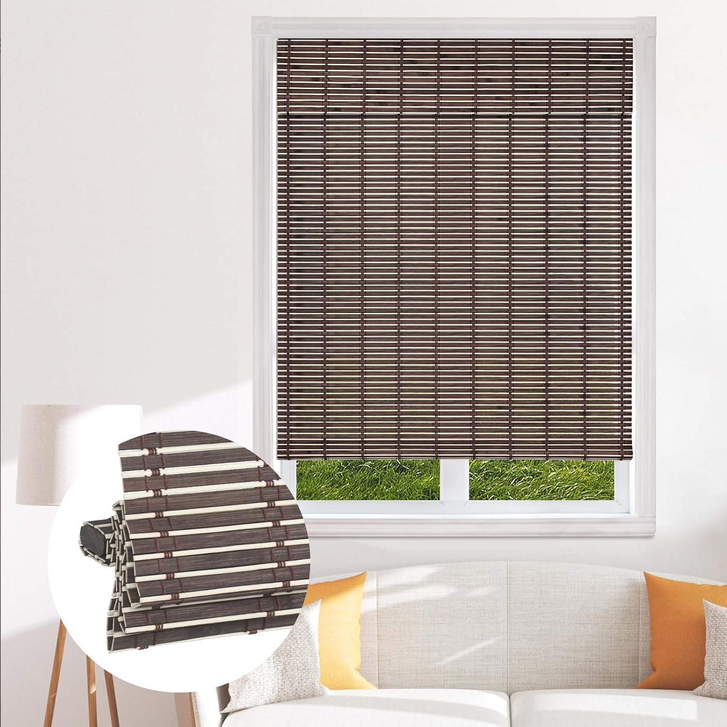 SEEYE Cordless Bamboo Blinds Shades