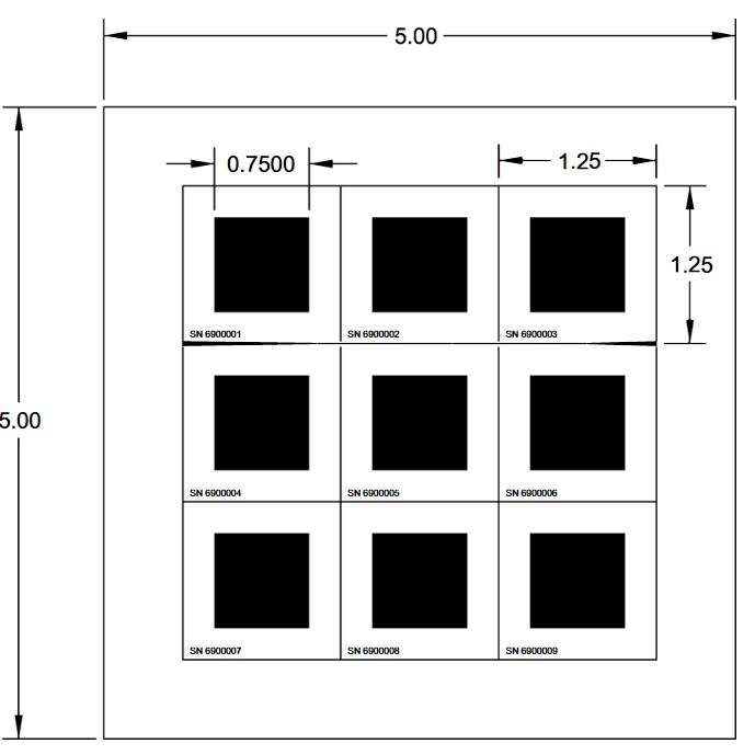 Dice into 1.25" squares Cutting Tolerance +/- .01 0"