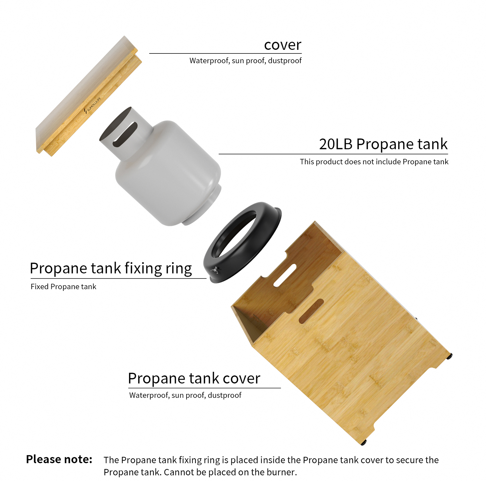 43” Outdoor Propane Fire Pit Table, Square Fire Pit Outside Frame Bracket Wood, Propane Crate Included