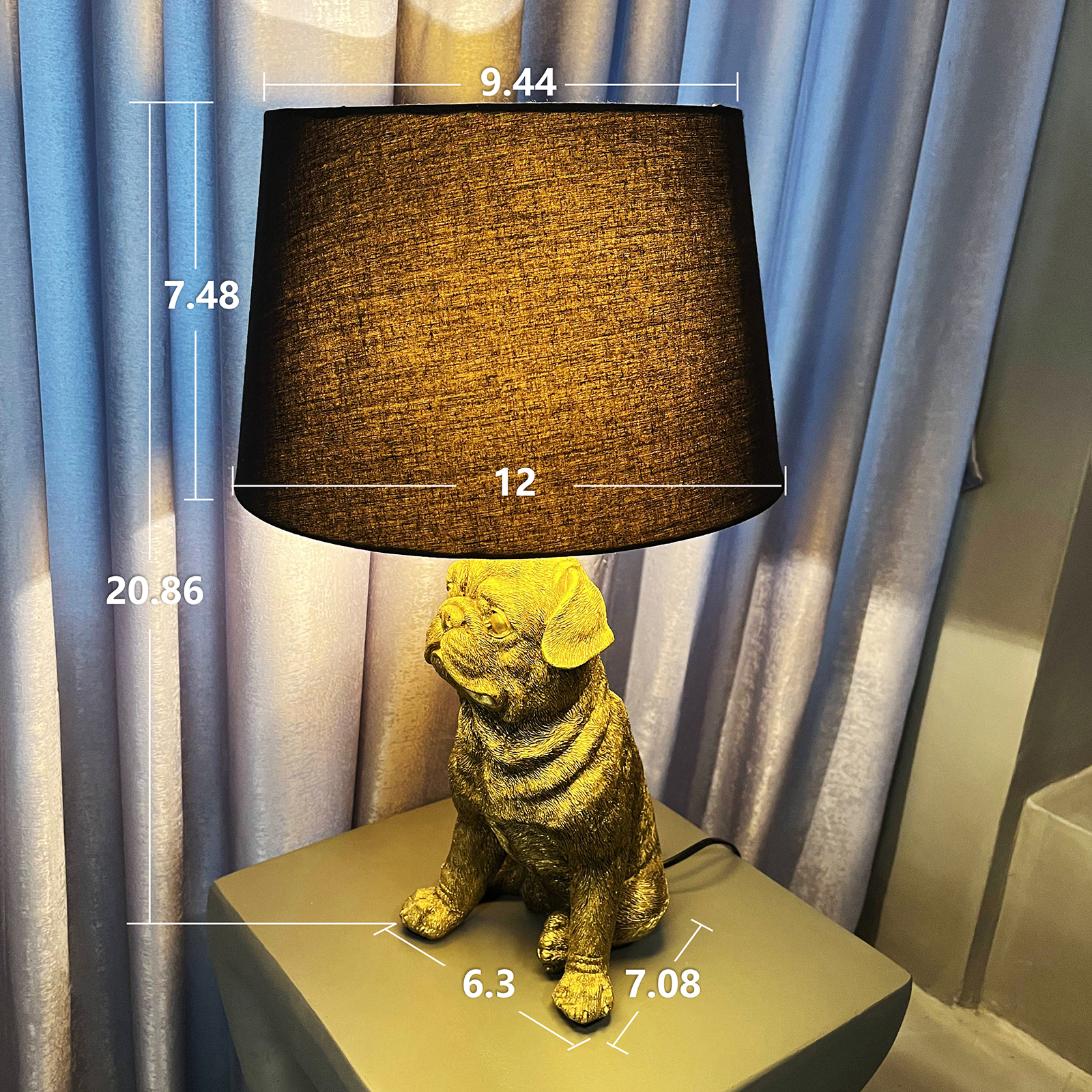 Pug Dog Resin Table Lamp