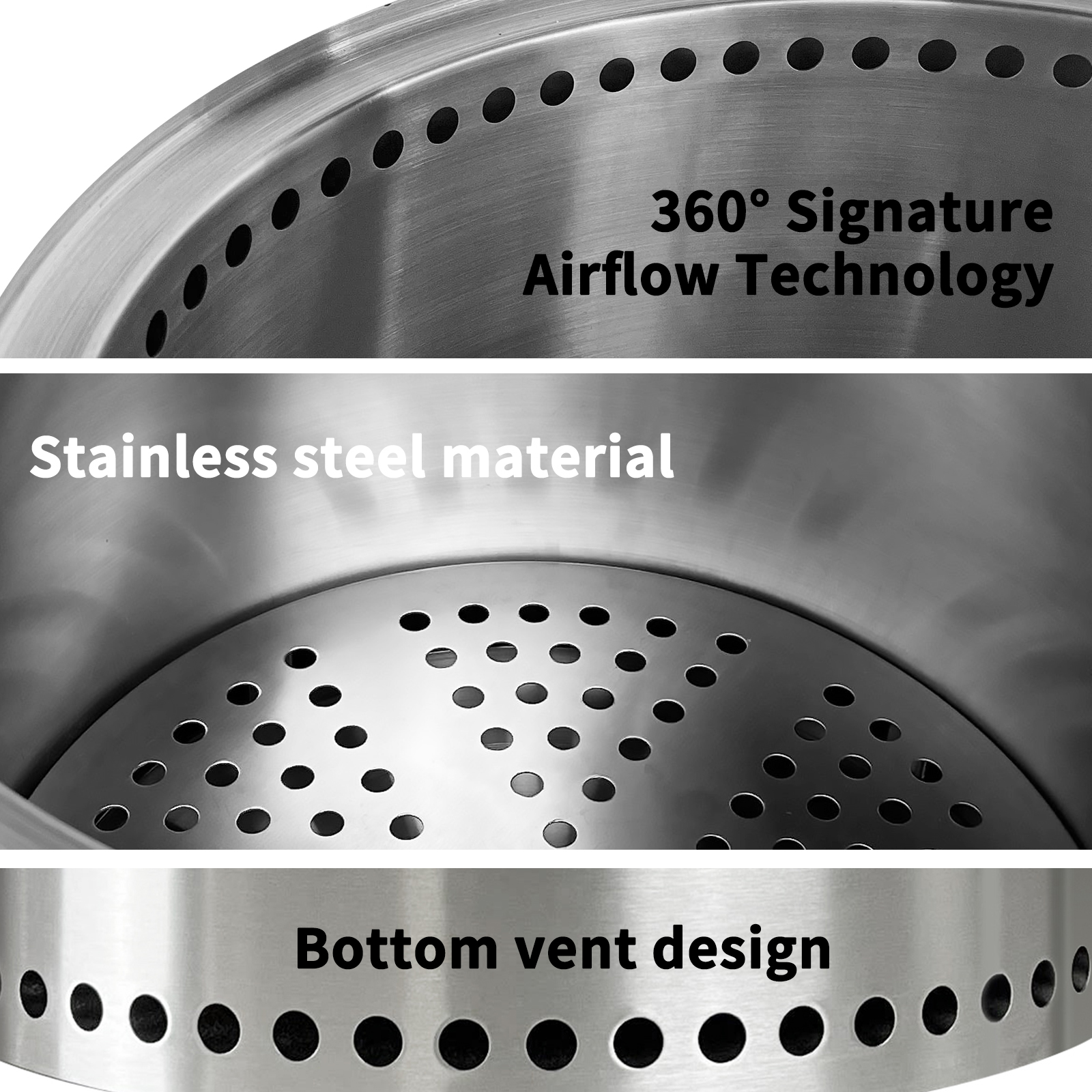 Stainless Steel Portable Low Smoke Wood Burning Fire Pit