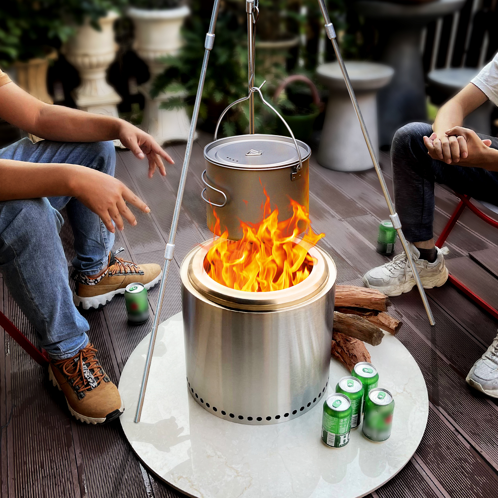 Stainless Steel Portable Low Smoke Wood Burning Fire Pit
