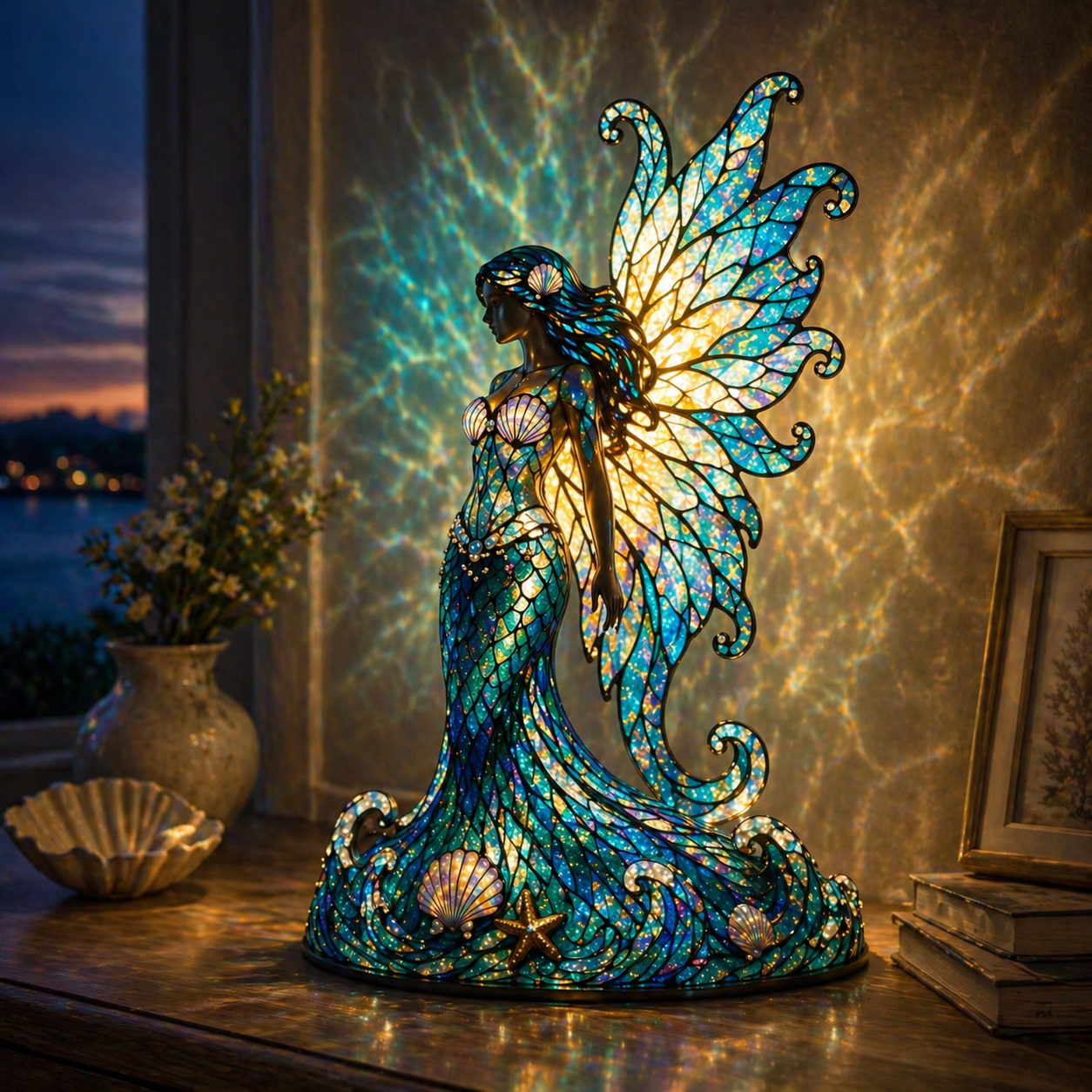 Stained Mermaid Lamp
