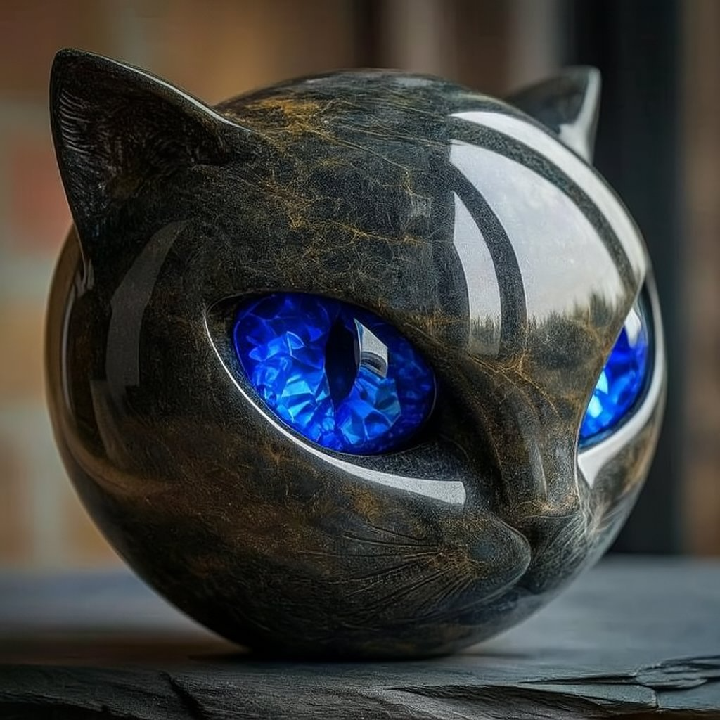 Luxury Black Cat Quartz Stone Sculpture – Elegant Home Décor & Gift-Ready Art Piece