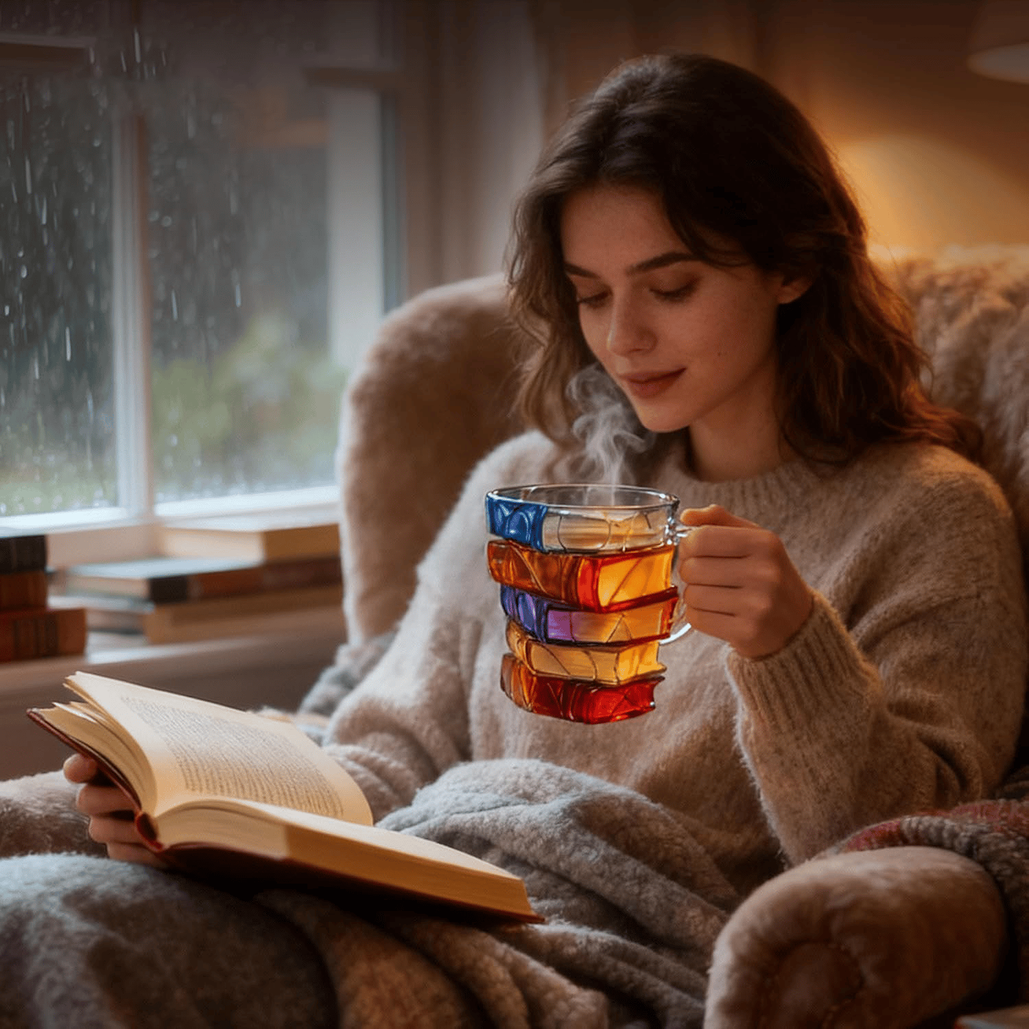 ⏰Christmas Limited Sale 49% OFF!!📚Handcrafted 3D Book Painted Glass Mug🍵