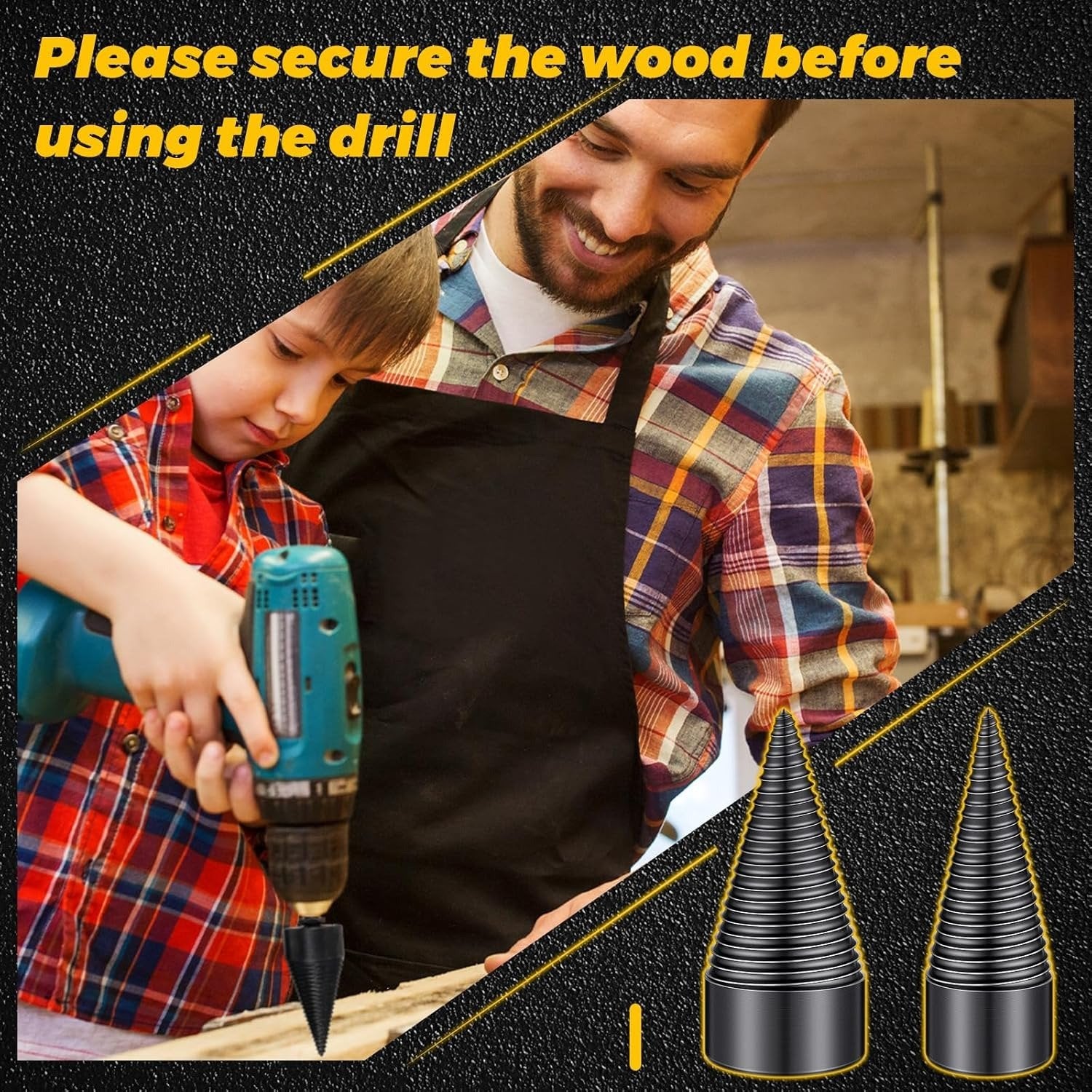 🔥Last Day 50% OFF-6 Pcs Heavy-duty Carbon Steel Firewood Log Splitter Drill Bit Set