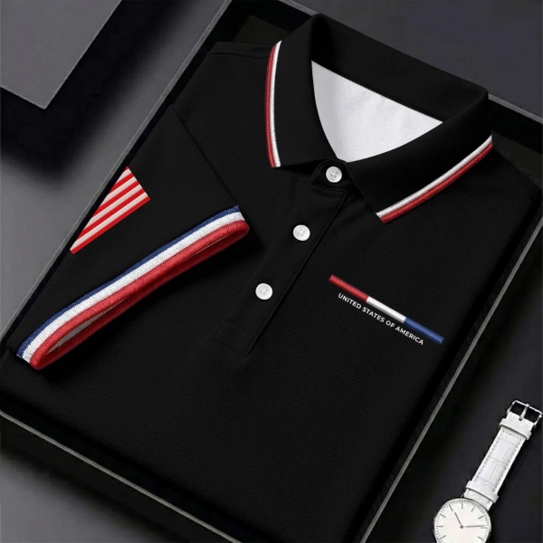 Men's Retro Independence Day Cross Print Polo Shirt(🎁BUY 2 FREE SHIPPING)