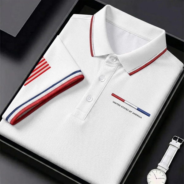 Men's Retro Independence Day Cross Print Polo Shirt(🎁BUY 2 FREE SHIPPING)