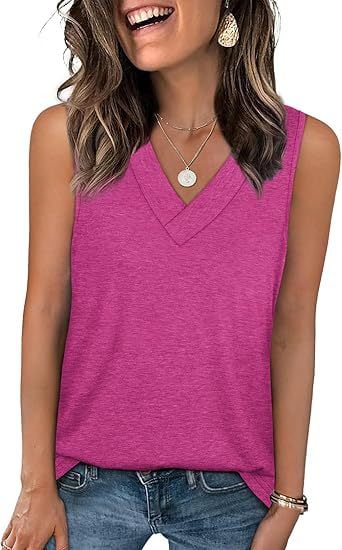 🎁Last Day ✨Women's Sleeveless V-Neck Slimming Loose Fit Casual Tank Top T-Shirt