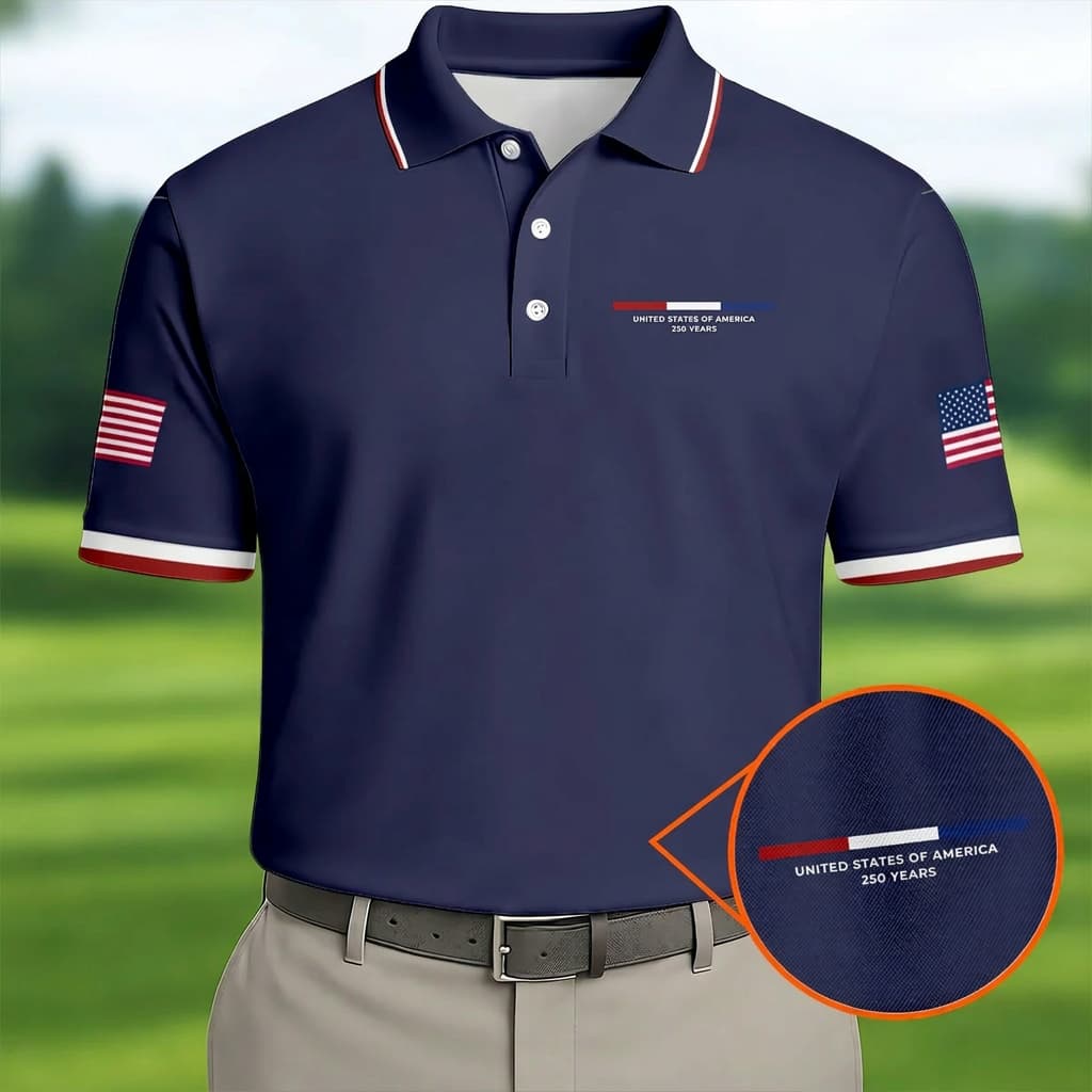 Men's Retro Independence Day Cross Print Polo Shirt(🎁BUY 2 FREE SHIPPING)