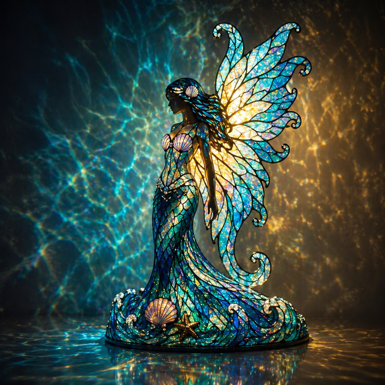 Stained Mermaid Lamp