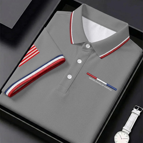 Men's Retro Independence Day Cross Print Polo Shirt(🎁BUY 2 FREE SHIPPING)