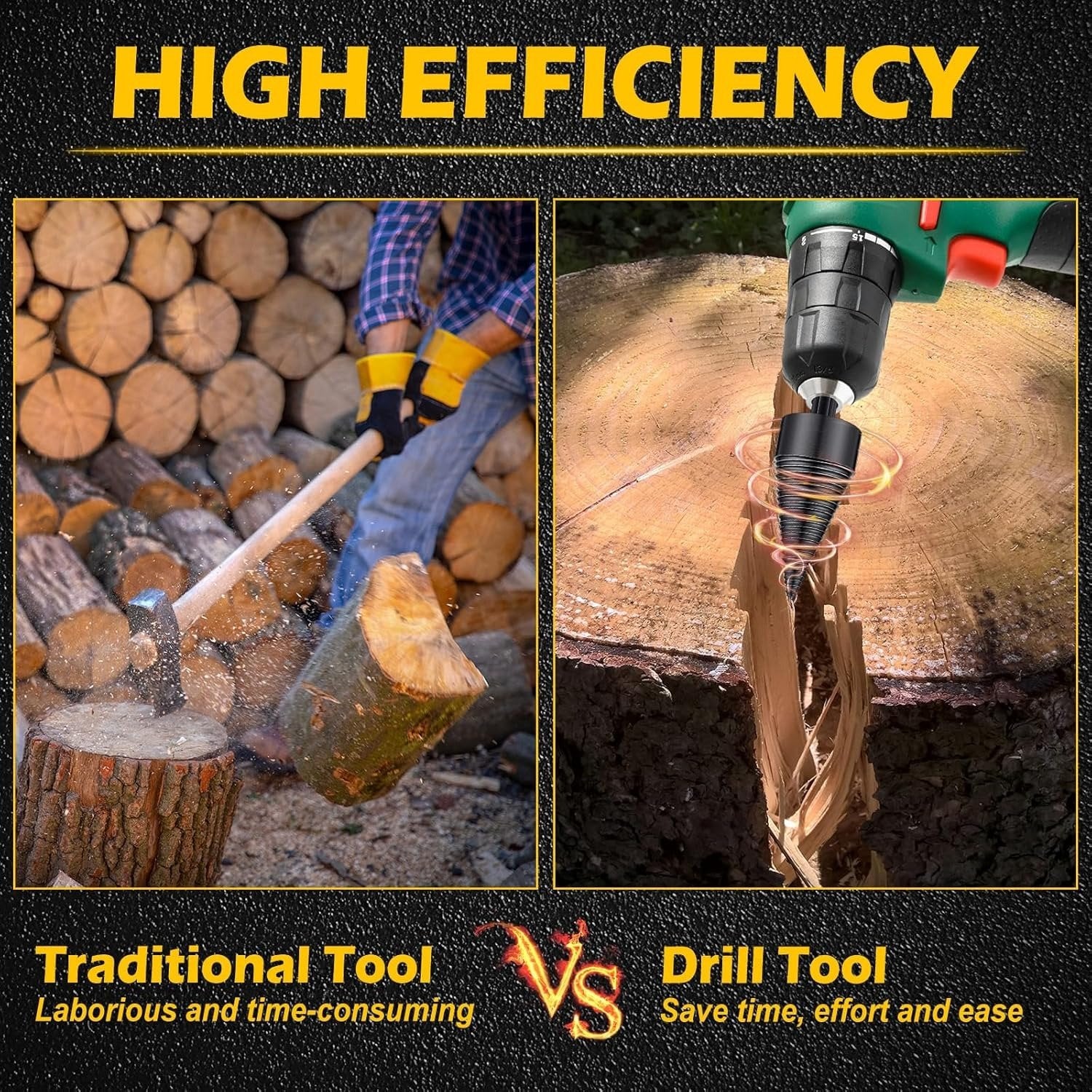 🔥Last Day 50% OFF-6 Pcs Heavy-duty Carbon Steel Firewood Log Splitter Drill Bit Set
