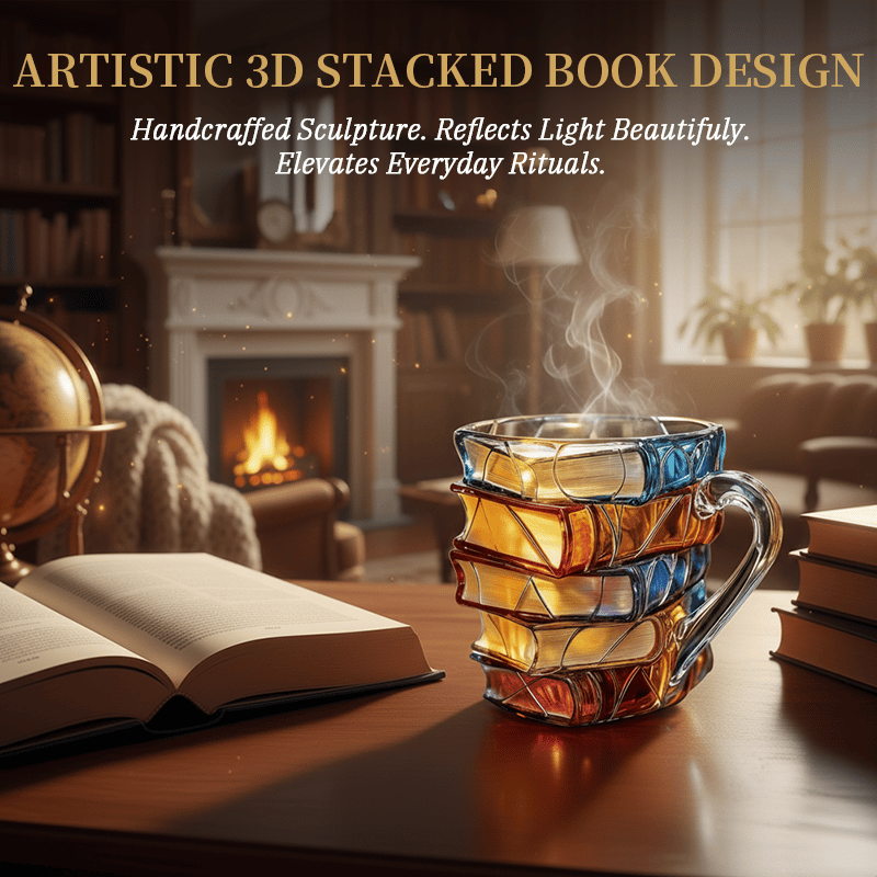 ⏰Christmas Limited Sale 49% OFF!!📚Handcrafted 3D Book Painted Glass Mug🍵