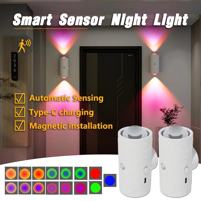 🔥LAST DAY SALE 49% OFF-Smart Rechargeable LED Night Light with Motion Sensor – RGB Gradient Ambient Lighting💡