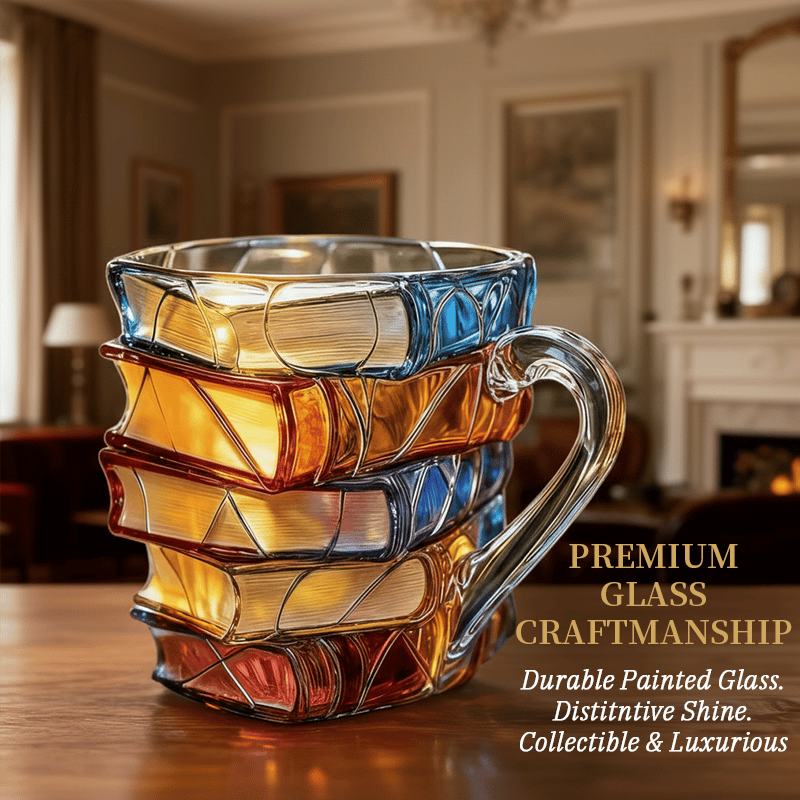⏰Christmas Limited Sale 49% OFF!!📚Handcrafted 3D Book Painted Glass Mug🍵