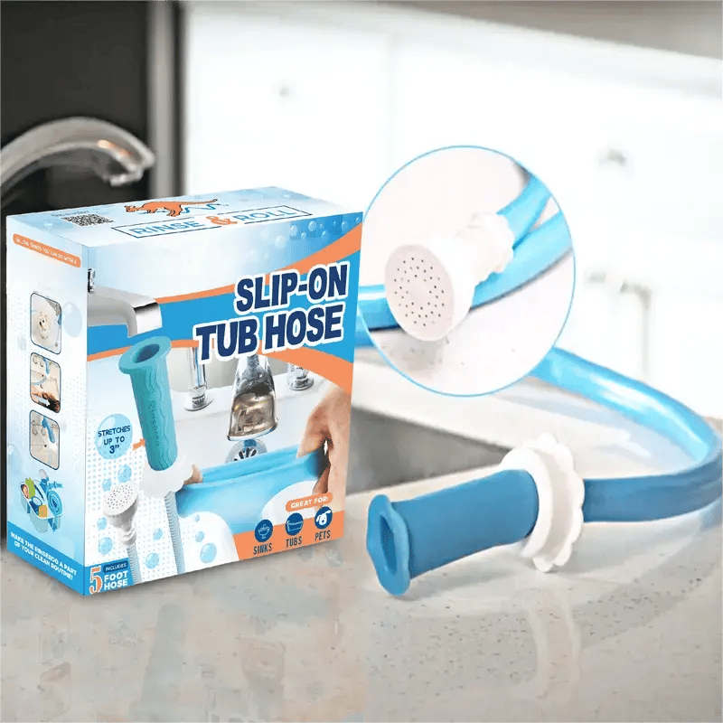 🚿 No-Tool Slip-On Tub Sprayer for Pet & Baby Bathing | 5 Ft Hose with 10 Strap