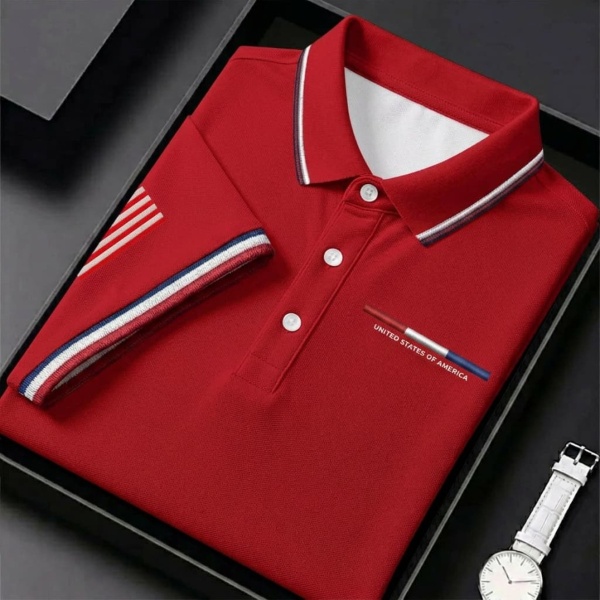 Men's Retro Independence Day Cross Print Polo Shirt(🎁BUY 2 FREE SHIPPING)