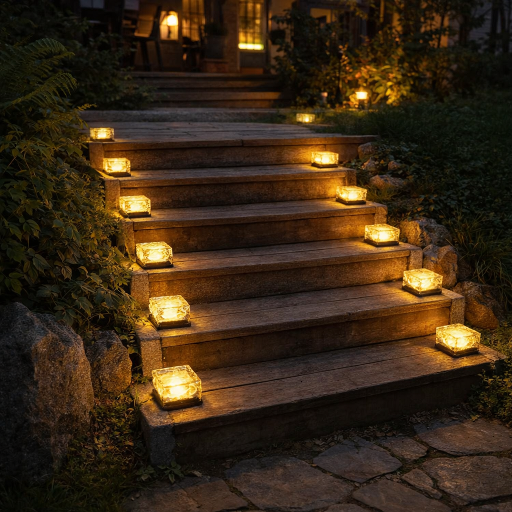 Outdoor Solar Crystal Ice Brick Lights – Soft Warm Glow