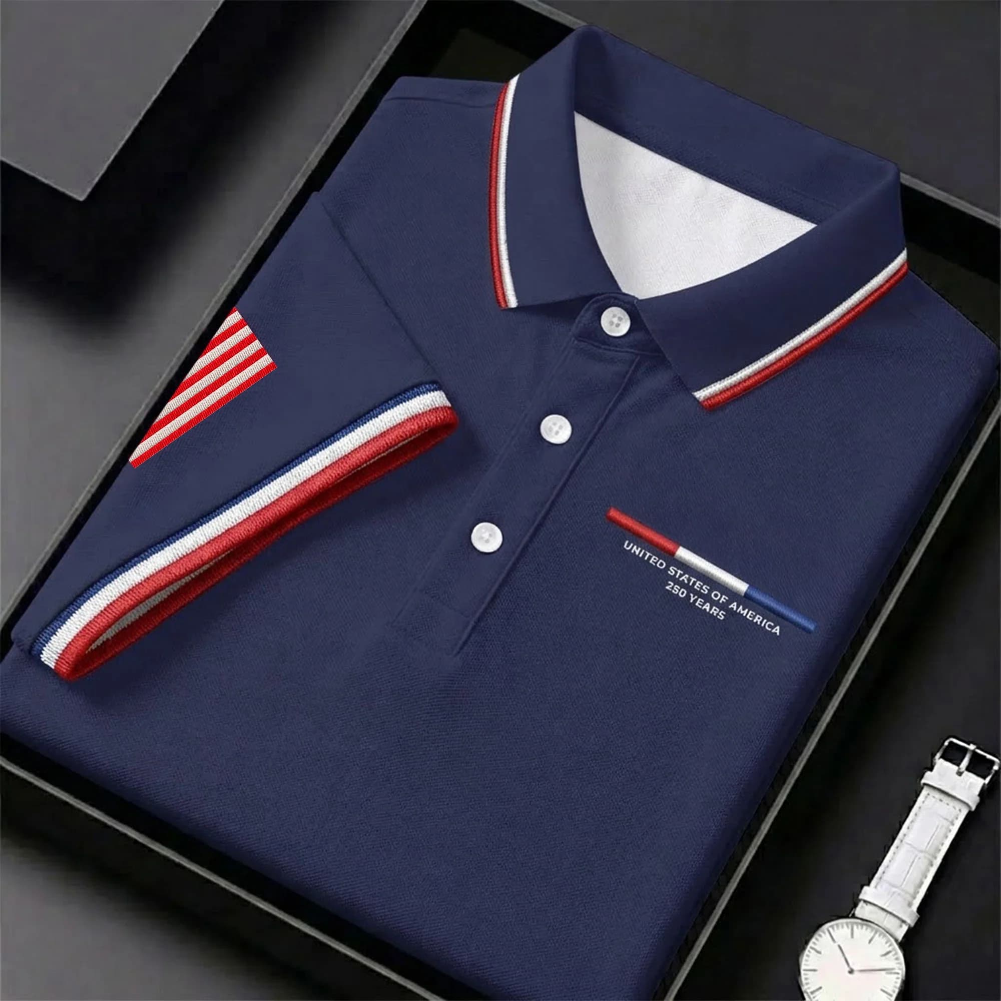 Men's Retro Independence Day Cross Print Polo Shirt(🎁BUY 2 FREE SHIPPING)