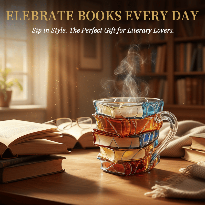 ⏰Christmas Limited Sale 49% OFF!!📚Handcrafted 3D Book Painted Glass Mug🍵