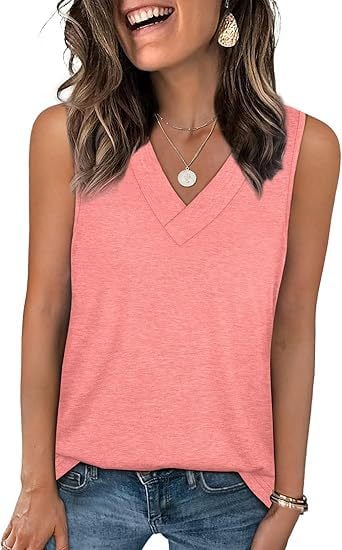 🎁Last Day ✨Women's Sleeveless V-Neck Slimming Loose Fit Casual Tank Top T-Shirt