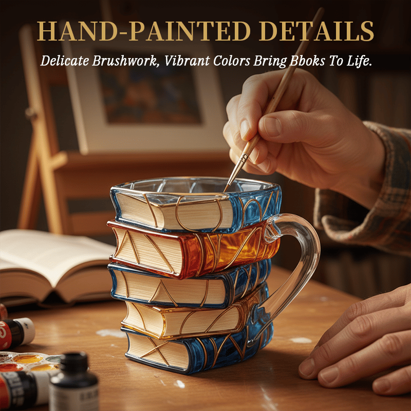 ⏰Christmas Limited Sale 49% OFF!!📚Handcrafted 3D Book Painted Glass Mug🍵