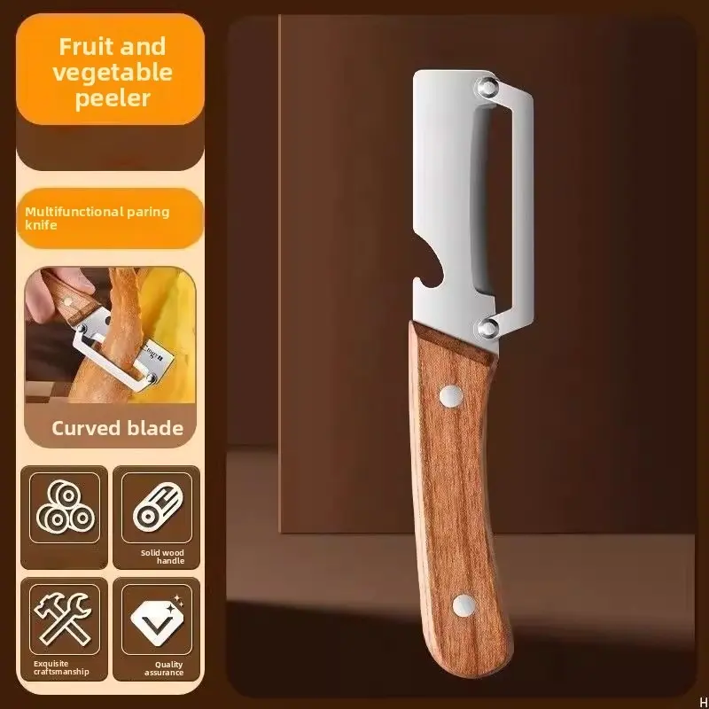 Kitchen Multi-Function Stainless Steel Thickened Fruit Peeler Knife for Sugar Cane and Pineapple Skin Removal Special Tool