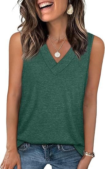 🎁Last Day ✨Women's Sleeveless V-Neck Slimming Loose Fit Casual Tank Top T-Shirt