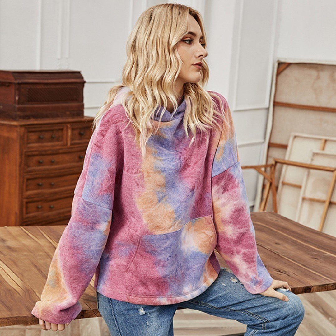 Tie-Dye Long Sleeve Loose Fashion Hoodie